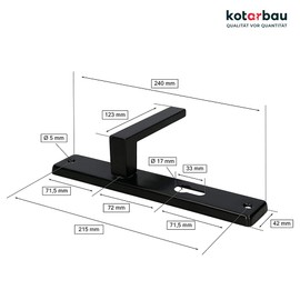 KOTARBAU® Handle Set PZ 72 mm Long Plate Black with Square and Mounting Screws