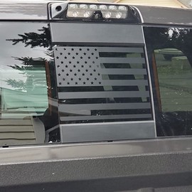 Zxiaochun Rear Middle Window American Flag Decal for Dodge Ram 2009-2018 Back Center Sliding Window Glass USA Flag Vinyl Sticker (Matte Black)
