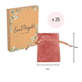 Soul Projekt Velvet Bags Coffee 7x9cm x25 Velvet Gift Bags, Jewellery Pouches, Drawstring Bag for Wedding Party, Christmas Bag Gift, Small Favour Bag, Velvet Pouch All Occasions