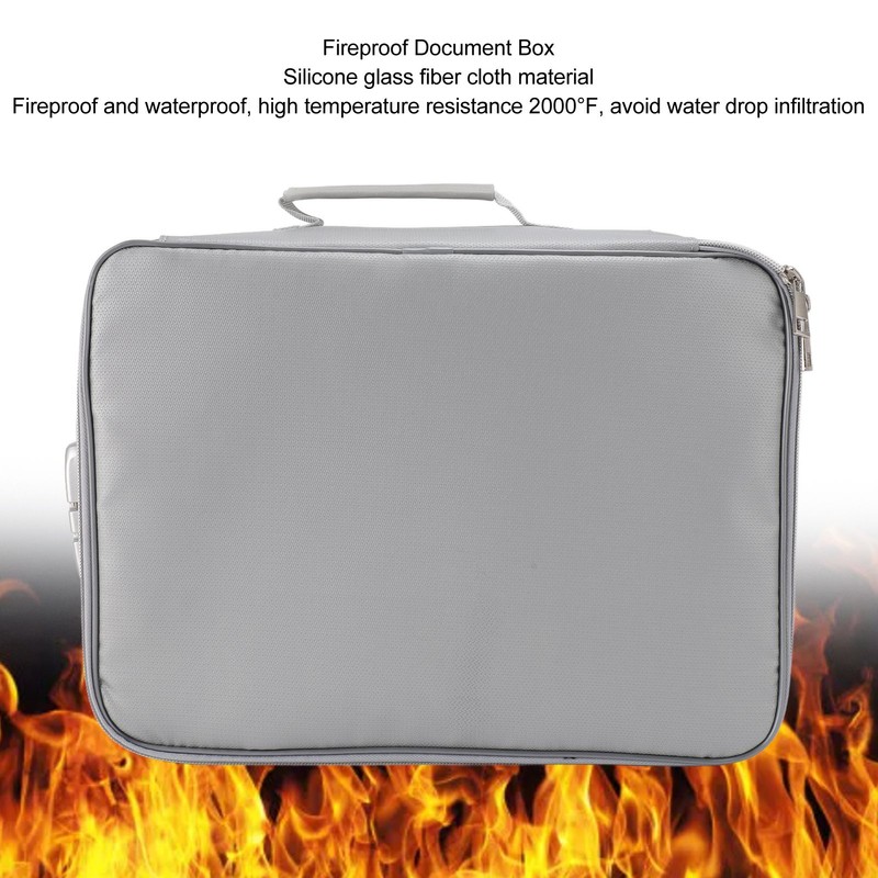 Fireproof Waterproof Document File Organizer Box Portable Home Travel Safe