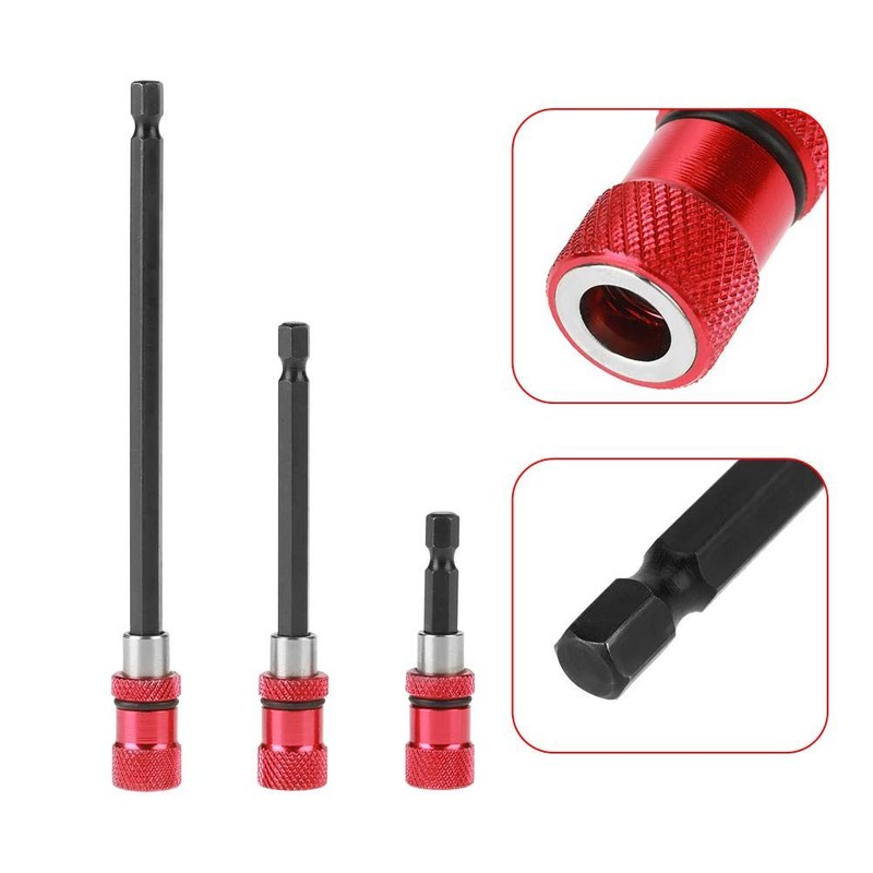 3pcs 1/4" Hex Shank Screwdriver Bit Holder Magnetic Extension Screwdriver