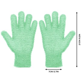 Patelai 2 Pairs Microfiber Gloves for plants Dusting Cleaning Glove Mittens House Cars Blinds Dusting(Blue, Grass Green, Large)