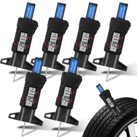Frienda 6 Pieces Tire Tread Depth Gauge Tool Digital LCD Display Tread Checker with Inch and mm Conversion for Motorcycle, Car, Truck and Bus, Silver, Black, Blue