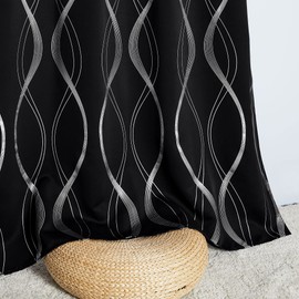 NICETOWN Blackout Curtain Panels 72 inches, Set of 2, 34 inches Wide, Black, Light Reducing Thermal Insulated Solid Grommet Blackout Curtains/Panels/Drapes for Living Room/Nursery/Kids Room