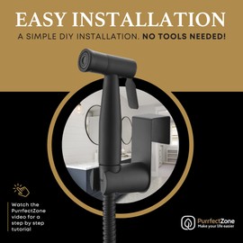 Purrfectzone Black Bidet Sprayer for Toilet, Handheld Shower Kit, Easy-to-Install Toilet Handheld Set, Hand Held Stainless Steel with Adjustable Flow, Cloth Diaper Sprayer Shattaf