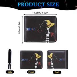 yumcute Cartoon Wallet for Boys Girls, Bi-Fold Black Leather Wallets with Zip Coin Pocket, RFID Blocking Slim Small Theme Purse Cartoon Kawaii Credit Card Holder for Kids Fans