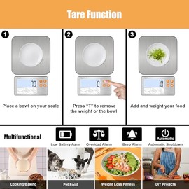33lb Food Scale with Split Display, Diyife Digital Kitchen Scales, 1g/0.1oz Precise Graduation, 304 Stainless Steel Platform, Backlit LCD, for Cooking