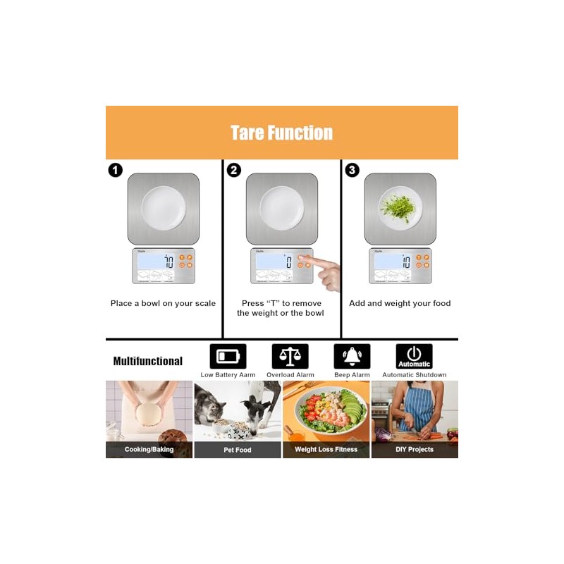 33lb Food Scale with Split Display, Diyife Digital Kitchen Scales,