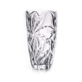 Czech Bohemian Crystal Glass Vase 11" Clear ''Flora'' Vintage Design Elegant Centerpiece Flower Vase Home Decor Wedding Birthday Housewarming Anniversary