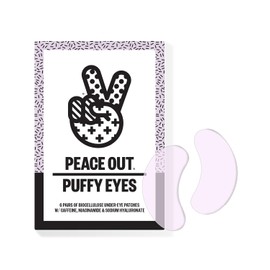 Peace Out Skincare - Parches de biocelulosa debajo de los ojos que minimizan la hinchazón, las ojeras y los ojos cansados con cafeína y niacinamida (6 pares)