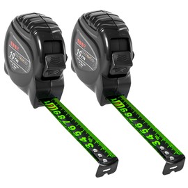 2 Pack Tape Measure 10 Metre, Fluorescent Stainless Steel Retractable Measuring Tape, Self-Locking Double-Sided Metric, Easy-Read Precision for Surveyors & DIY