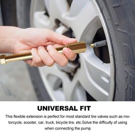NHBETYS Pack of 2 Brass Valve Extension Car Valve Adapter 100 mm / 3.94 inch, Air Tyre Shaft Air Inflation Extender Stright Bore for Bicycle Valves Car Truck Motorcycle (Gold)