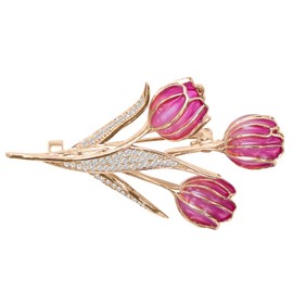 KZQtriid Brooches For Women,14k Gold Plated Copper,Cubic Zirconia Tulip Enamel Brooch Pins For Women ，Cubic Zirconia Broach，Flower Broach