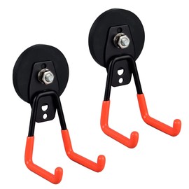 ULIBERMAG 2 Pack Magnetic Garage Hooks Magnetic Hooks with Non-Slip Coating for Indoor and Outdoor Use Orange