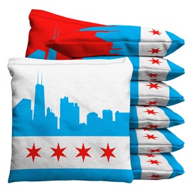 Baggo Chicago Skyline Cornhole 1 LB Bean Bag Toss Bags (Set of 8)