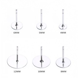 100 Pieces Stainless Steel Earrings Posts Flat Pad,100 Pieces Butterfly Earring Backs,100 Pieces Bullet Earring Backs,Total 300 Pieces (5mm)