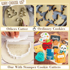 Flycalf Back to School Cookie Cutter Pencil 3.5" with Plunger Stamper Kitchen Gifts Vacation 3D PLA Baking Sugar Craft DIY Mold Decorating Tools