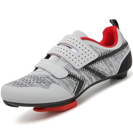 ULTIANT Cycling Shoes Mens Womens Compatible with Peloton Indoor Riding Shoes Road Bicycle Shoes with Look SPD SL Delta Cleats Outdoor Pedal Bike Shoes(Grey_G,38)