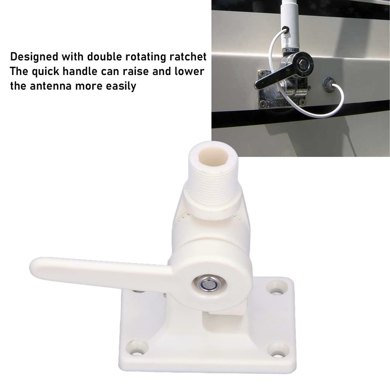 Marine Antenna Mount, Two-Axis Ratchet Marine Antenna Mount, Adjustable ABS