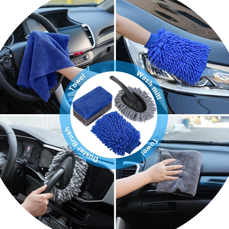 AUTODECO 33Pcs Car Wash Detailing Kit Cleaning Kits with Foam