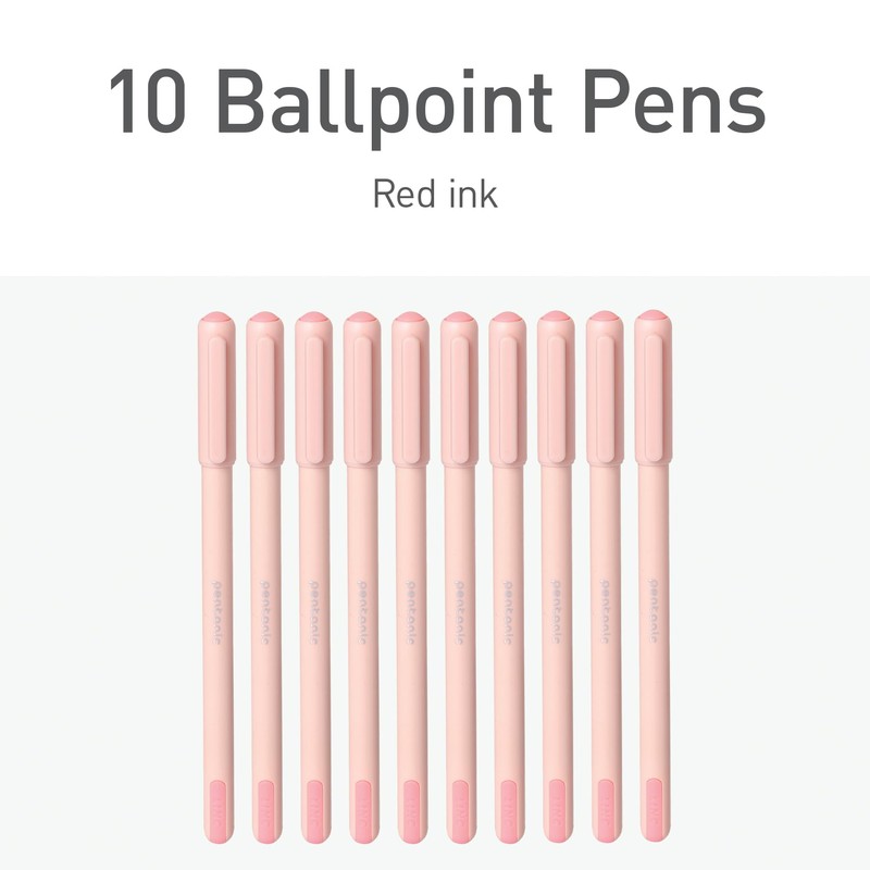Pentonic Ballpoint Pens, 10 Count, Frosted Pale Pink Barrel with