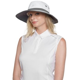 Coolibar UPF 50+ Men's Women's Matchplay Golf Hat - Sun Protective (XX-Large- White/Carbon)