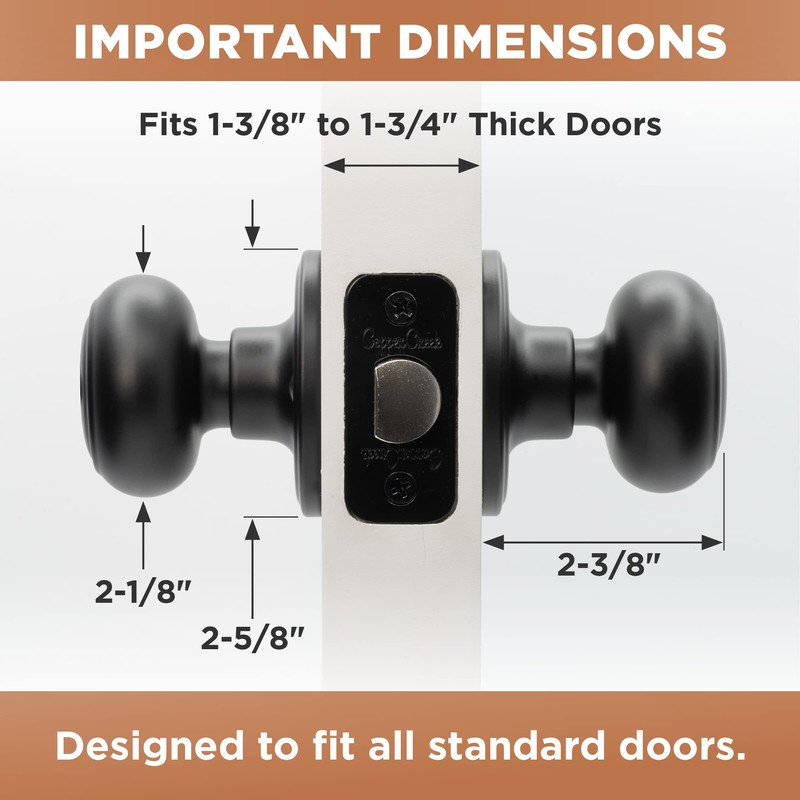Copper Creek Black Door Knobs - Round Colonial Knob, 2