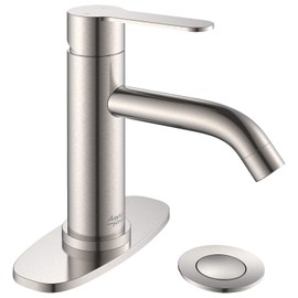 AMAZING FORCE Bathroom Faucet Brushed Nickel Bathroom Sink Faucet with Pop-up Sink Drain Assembly & Deck Plate Single Hole Bathroom Faucet Single Handle