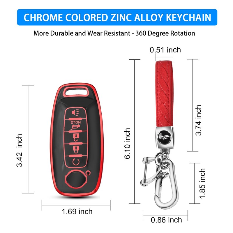 QBUC Key Fob Cover for Nissan,Car Key Fob Protector 5