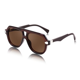 FEISEDY Vintage 70s Aviator Sunglasses Men Women Classic Retro Trendy Large Frame UV400 Sun Glasses B0030 Brown