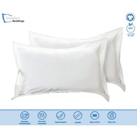 Comfort Beddings Premium Quality Pillowcases 100% Cotton Blend Oxford Pillow Cases Pack Of 2 - White (Superking Size 50 x 90 CM)