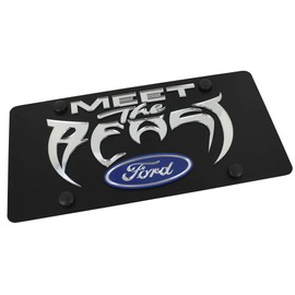 Eurosport Daytona Carbon Stainless Steel License Plate for Ford Meet The Beast (Black)