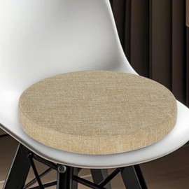 FlyGulls Memory Foam Chair Cushions for Dining Chairs Thick Non Slip Round Seat Cushion for Kitchen Stool Chair pads with Hidden Zipper Design Beige(16")