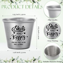 Uiifan Wedding Favors for Guests 1.5 oz Stainless Steel Shot Glasses Bulk Metal Cups Cards with Organza Bags Wedding Party Souvenirs Thank You Gifts for Guest(50 Set)