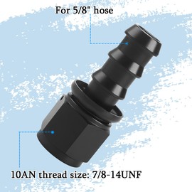 Sandfren 10AN Straight Push Lock Hose Fitting End, 2PCS 0 Degree Aluminum Alloy Push Lock Hose Fitting End Adapter, Anodized Fuel System Connector Accessories, Universal for SUV RV Truck