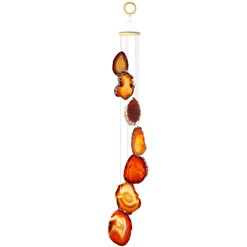 KYEYGWO Red Agate Discs Geode Wind Chime Sun Catcher Crystal