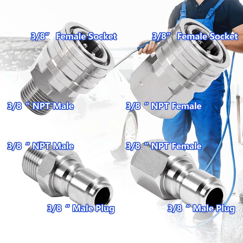 RIDGE WASHER Pressure Washer Quick Connect 3/8 Inch, Stainless Steel