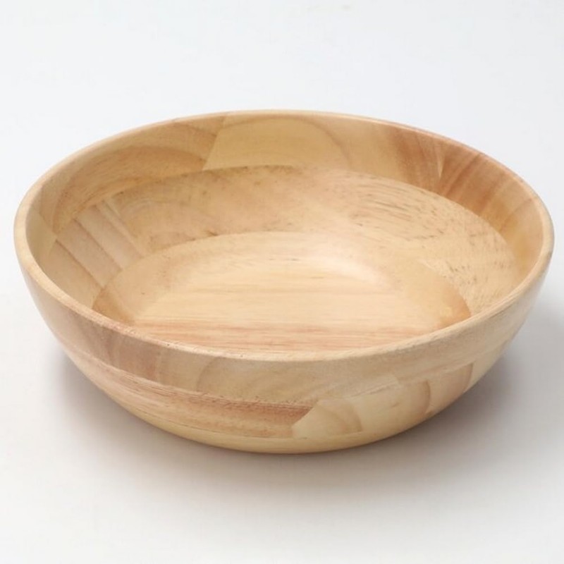 Nitori 8964235 Wooden Bowl, Round Bowl, Rubber, 7.1 inches (18