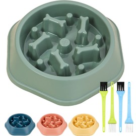 Sopxion Slow Feeder Dog Bowls Large Breed, Dog Bowl Slow Feeder, Small Slow Feeder Dog Bowls, Puppy Feeder, Puppy Bowls, Dog Dishes Slow Down Eating, with Rubber Feet, with Cleaning Brush(Green)
