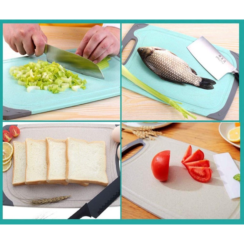 FLYINGSEA Cutting Boards For Kitchen, Anti-Skid Eco-Wheat Straw Cutting Board