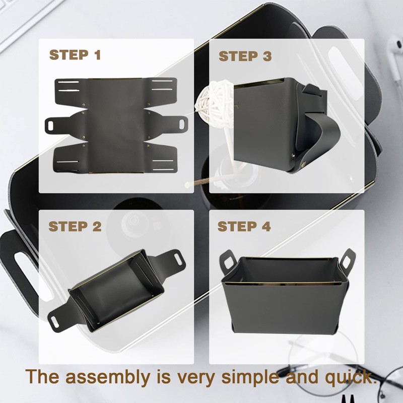 Decorative Faux Leather Basket,Small Catchall Basket for Entryway Bedside Dresser