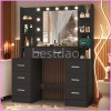 Yamissi Makeup Vanity Desk with Mirror & LED Lights Dressing