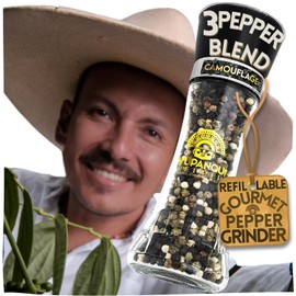 Yupanqui Peppercorn Medley Grinder FOR VEGGIE GRILL 3.5oz, Refillable Pepper Grinder Manual with Organic Peppercorns Mix of Tri Color Peppercorns Whole CAMOUFLAGE