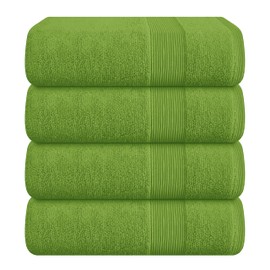 Belizzi Home 4 Pack Bath Towel Set 27x54, 100% Ring Spun Cotton, Ultra Soft Highly Absorbent Machine Washable Hotel Spa Quality Bath Towels for Bathroom, 4 Bath Towels Green