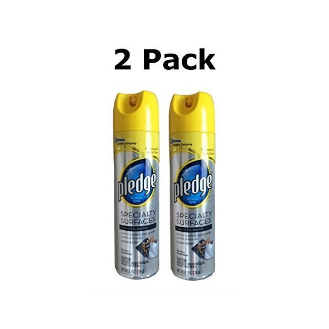 Pledge Furniture Spray Specialty Surfaces, Clean Scent, 9.7 Oz (Two Pack)