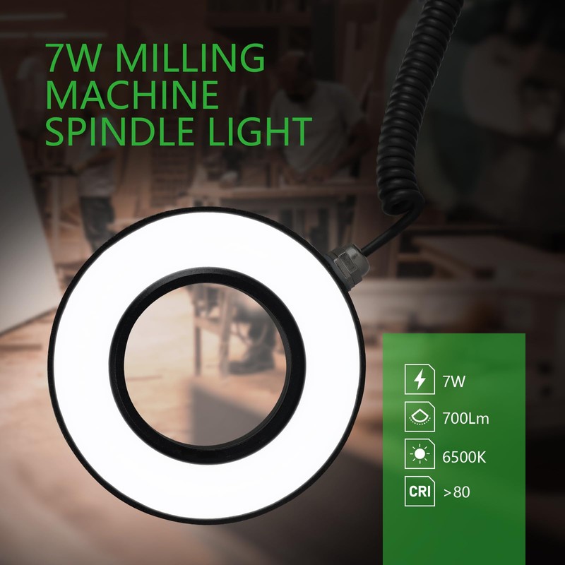 Xapolu Milling Machine Spindle Light, 50MM Waterproof Ring LED Magnetic