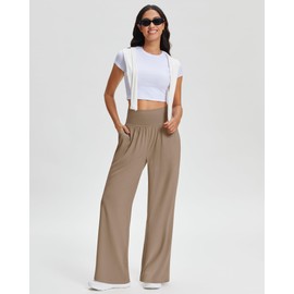 Stelle Woman Wide Leg Pants Casual Palazzo Lounge Pants Straight Leg Yoga Pants Plus Size Pants 28" Brown XX-Large