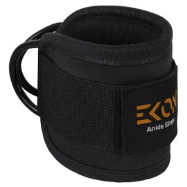 EKON Ankle Straps for Cable Machines Weightlifting Gym Workout Fitness Double D-Ring Neoprene Ankle Cuffs for Legs, Abs and Glute Exercises Fits Men&Women Unisex Sold As Single/Pair (Single)