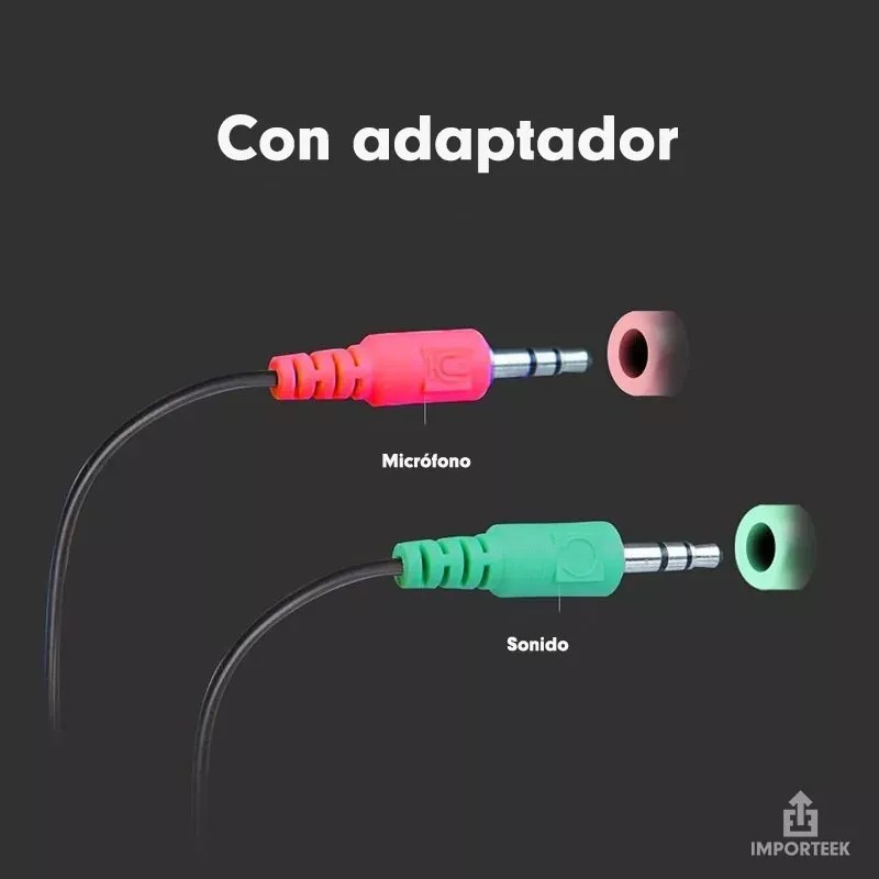 Importeek Adaptador Audio Estereo Microfono Audifonos Auxiliar 3.5mm