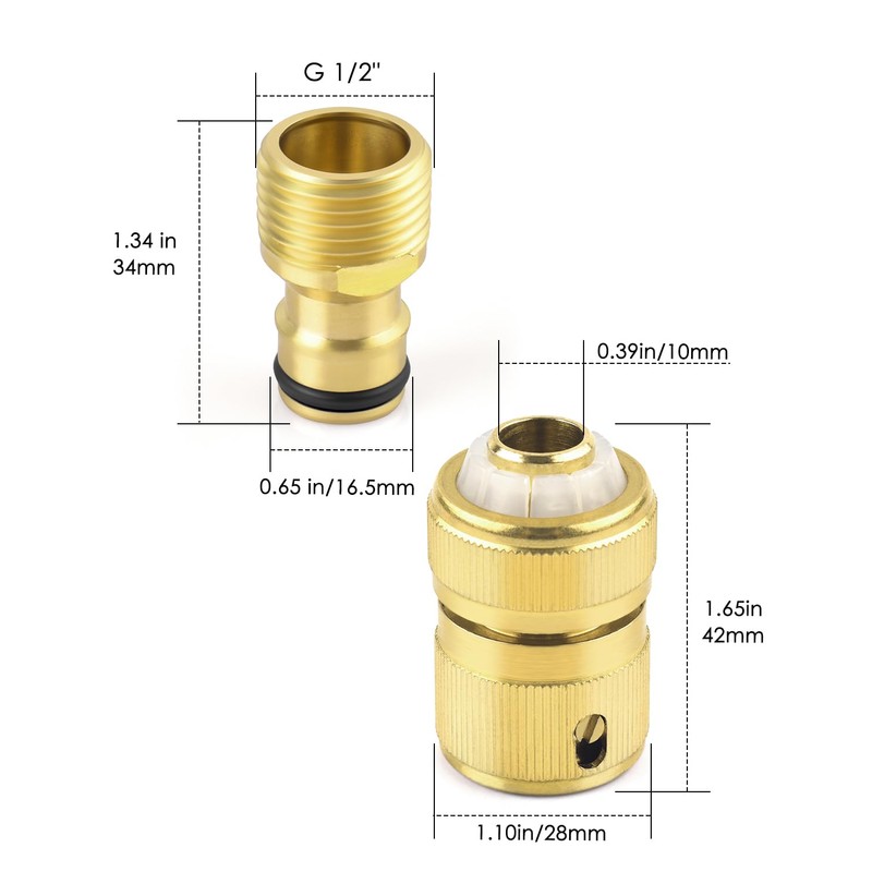 Brass Hose Coupling Set, ERKOON 1/2 Inch Garden Hose Quick